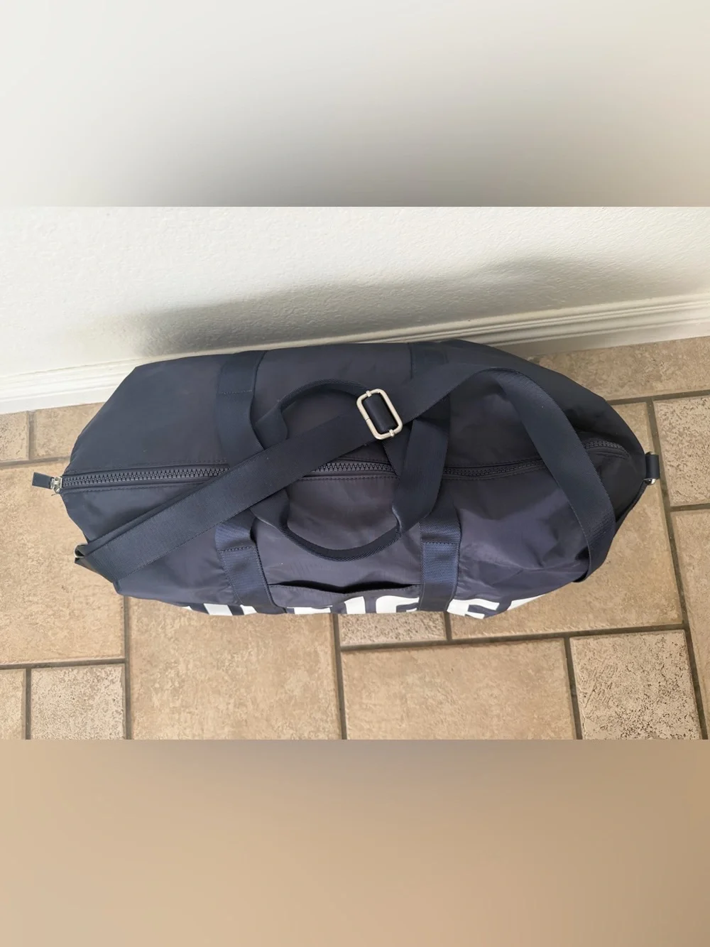 Tommy Hilfiger Navy Duffel with Red & White Logo Accents
